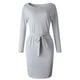 thumbnail image 3 of Vestido PRETTYGARDEN Ajustado con Cinturón y Bolsillos Gris Talla M, 3 of 5
