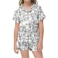 thumbnail image 1 of Ensemble de Pyjama pour Filles à Manches Courtes Imprimé DIY avec Col à Revers et Shorts, Boutons Mignons, Respirant, Vêtements de Maison, 1 of 6
