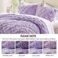 thumbnail image 5 of Regency Heights King Textured Floral Comforter Set, Puffy Bow Tie Dorm Bedding Sets, 3-Piece Purple Elastic Ruching Comforter Bed Set with Sham for All Season, 5 of 10