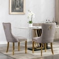 thumbnail image 2 of Velvet Upholstered Dining Chairs Set of 2, Wingback Dining Room Chairs with Button Tufted Back, Ring Pull Trim and Golden Stainless Steel Legs, Luxury Dining Chairs for Living Room Kitchen, Gray, 2 of 7