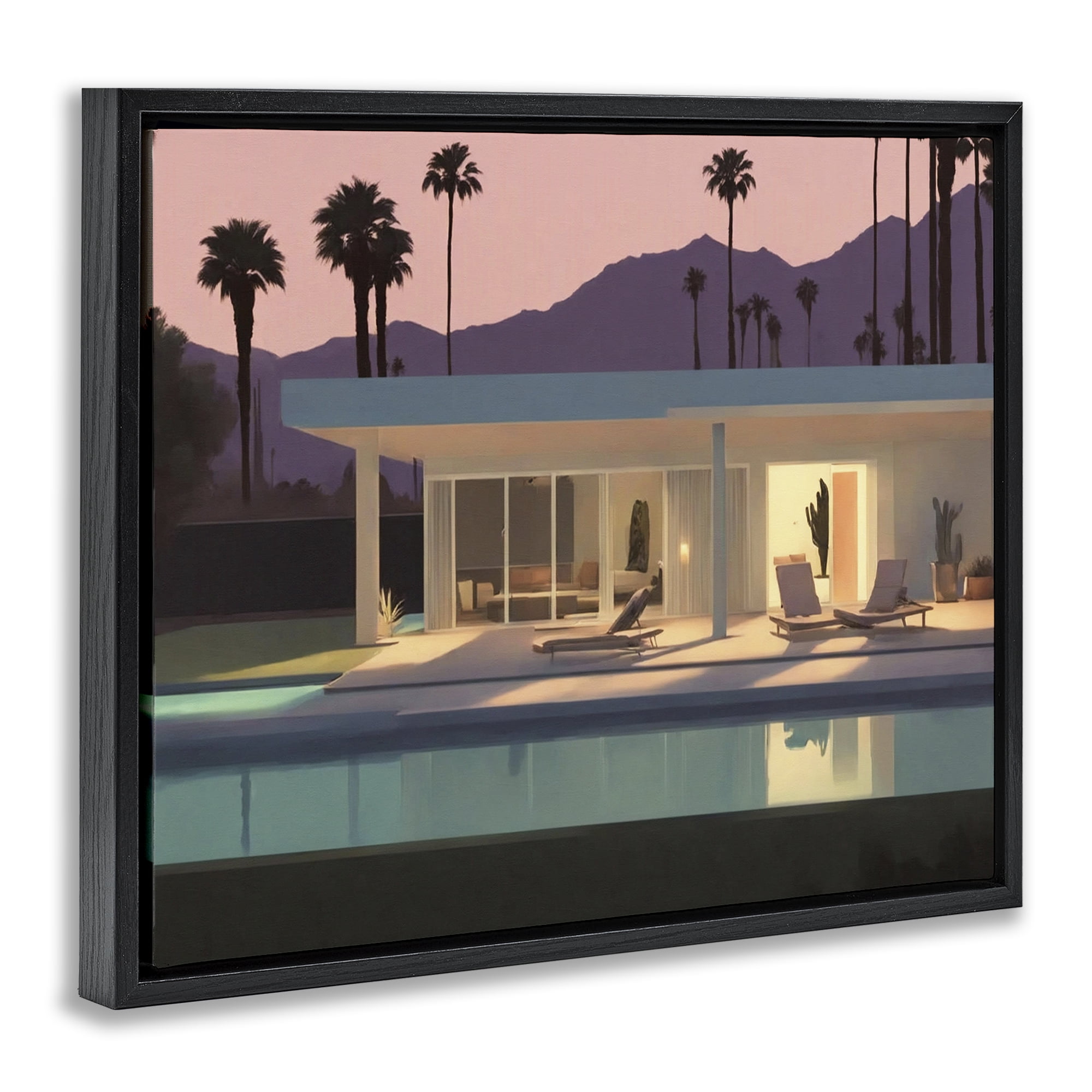Stupell Industries Summer Pool Reflection Landscape & Nature Painting Black Floater Framed Canvas Art Print Wall Art, 21 x 17