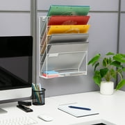 Mind Reader 5-Tier Vertical File Storage, Desktop Organizer, Wall Mount, 12.75L x 4W x 16H, White