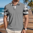 thumbnail image 5 of Havenx Mens Polo Shirts Short Sleeve 3 Buttons Polo Camo Printed Raglan Collared Polo Shirt Casual Breathable Work Business Top,Gray 3XL, 5 of 5