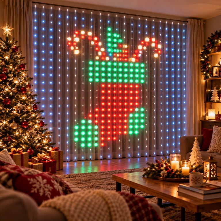 Smart LED Curtain Lights Christmas, Smart Lights Outdoor, Bluetooth APP ...