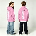 thumbnail image 5 of WhouRiu Boys Girls Letter Graphic Hoodie Kids Unisex Long Sleeve Hooded Pullover With Pockets Autumn Winter Soft Cozy Sweatshirts,9-10 Years, 5 of 9
