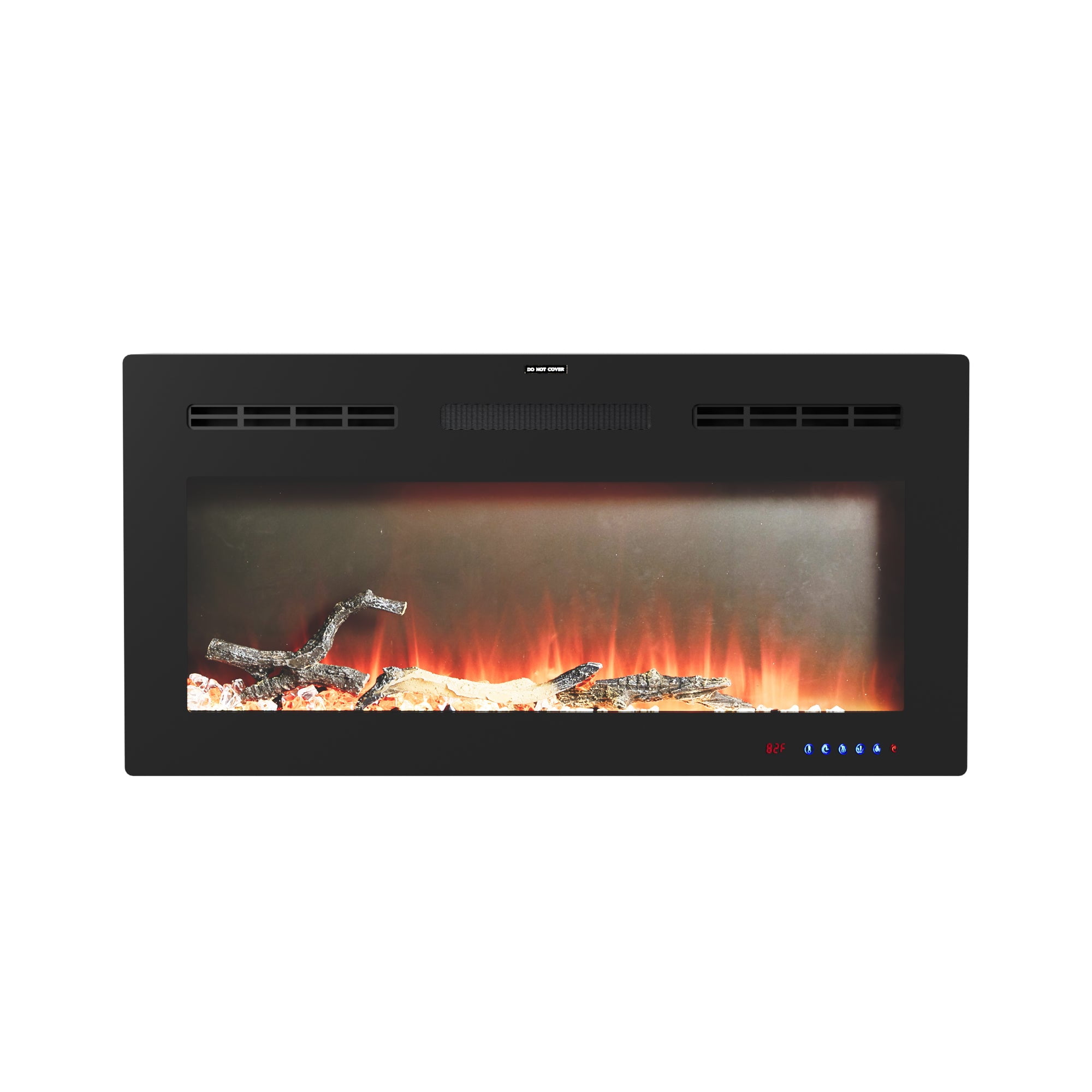 VECELO 39.4 inch Electric Fireplace, Recessed Wall Mounted Electric Fireplace Inserts, Ultra Thin Adjustable Flame Colors & Speed Fireplace, Fireplace with Touch Screen and Remote Control, Black
