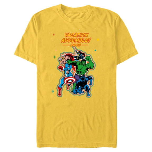 Marvel Avengers Group Trip Matching Vacation Assemble 2025 - Short Sleeve Blended T-Shirt for Adults - Customized-Yellow