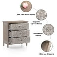 thumbnail image 5 of SUMMIT LIVING 3-Drawer Dresser Accent Cabinet Chest Washed Wood Finish with Carved Pattern, Brown & White, 5 of 11