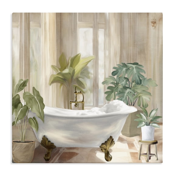 Stupell Industries Traditional Serenity Bathroom Plants Canvas Art, 17 x 17, by Kim Allen