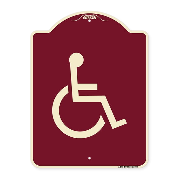 SignMission Designer Series Sign - Large Handicapped Symbol | Burgundy 18" x 24" Heavy-Gauge Aluminum Architectural Sign | Protect Your Business & Municipality | Made in the USA