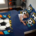 thumbnail image 4 of Manfei Sport Queen Bedding, Eat Sleep Football Print Bedding Comforter Set Queen, Navy Orange Cyan, Navy Reversible 7 Pieces, 4 of 6
