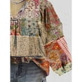 thumbnail image 2 of All Over Print  Floral    None    Floral Print Slit Neck Bubble Sleeve Top  Spring/Summer, 2 of 3