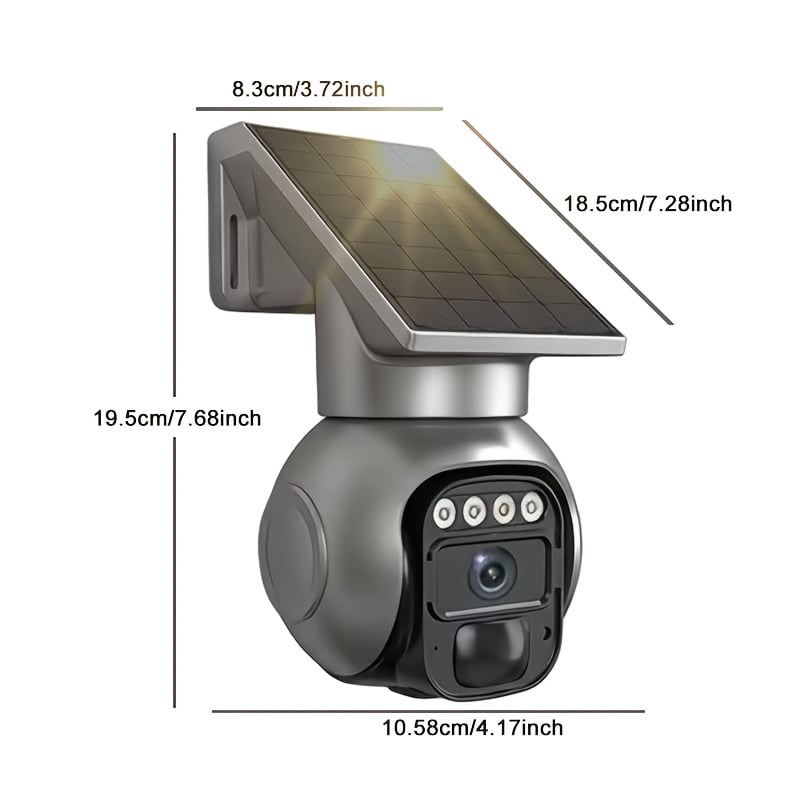 Outdoor Wireless Security Camera.Ptz Solar Wireless Security Camera with AI Human Detection, Wire-Free Battery Solar Powered, Color Night Vision, No for Home Wi-Fi Required, 2-Way Audio