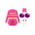 thumbnail image 4 of Aislor Tenues de Cheerleading pour Filles Enfants Costume de Cosplay Chef de Cheer Halloween Robe de Danse de Fête Rave Rose Vif A 10, 4 of 7