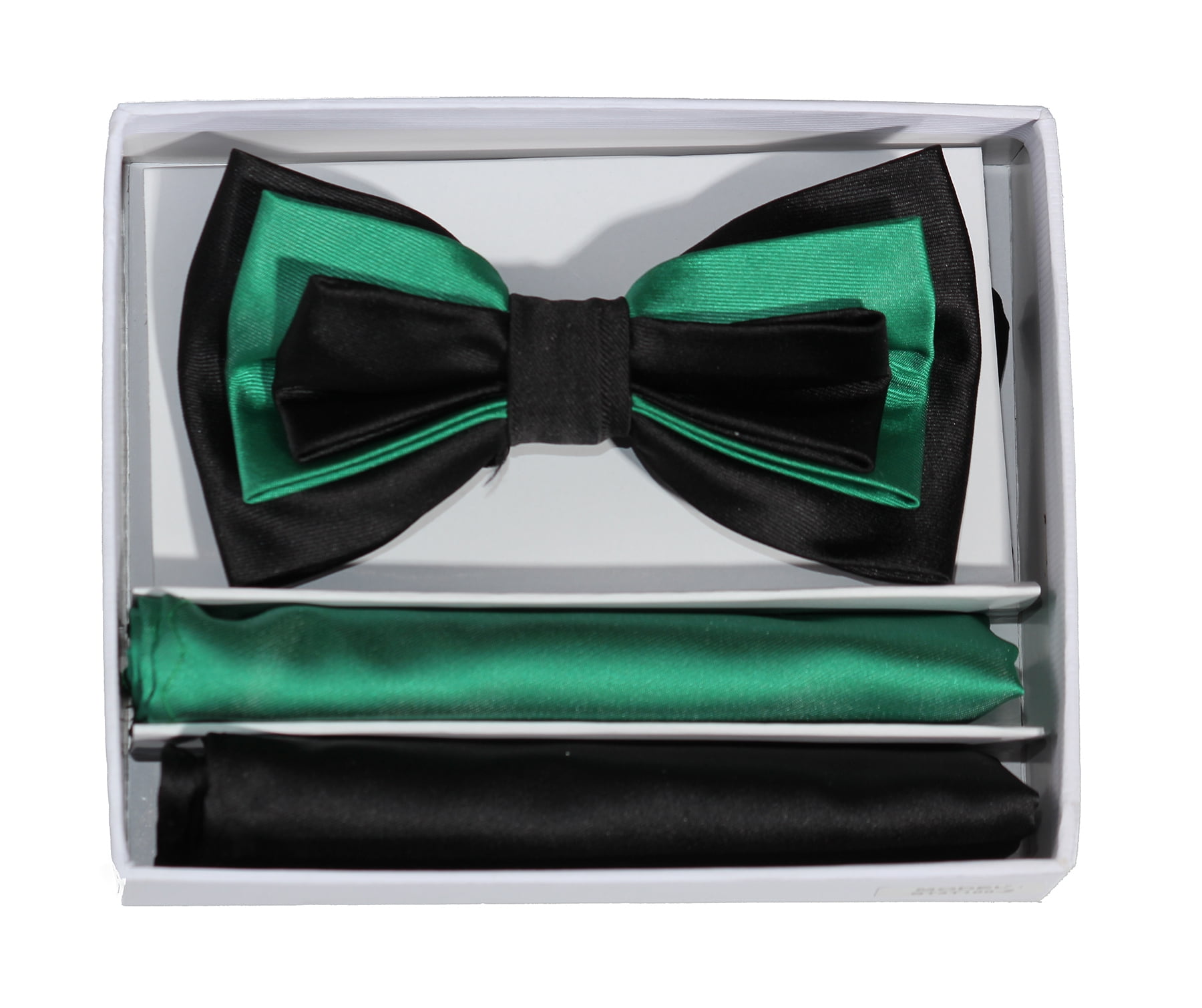 Mens Emerald Green Bow Tie Two Toned Boxed Sets with Matching Pocket