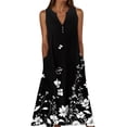 thumbnail image 2 of Yertdoel Summer Dresses for Women Fashion Printed Sleeveless V Neck Wide Strap Buttons Oversized Beach Dresses Daily Lightweight Comfy Casual Maxi Dress, S-5XL, 2 of 5