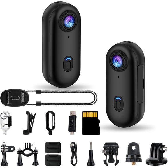 Tigebraver 4K Small POV Body Camera with Audio & Video Recording, Thumb Size Chest Wearable Mini Action Cam, Accessories Kit Bundle for Sports Skiing Vlogging Motorcycle Helmet, 64GB Card Included