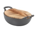 thumbnail image 1 of Cast Iron Wok Pan, Non Stick Coating Pre Seasoned Cast Iron Wok with 2 Loop Handles & Lid Flat Base Heavy Duty Iron Chinese Wok for Stir Fry Grill Steam Authentic Versatile Cooking, 1 of 7