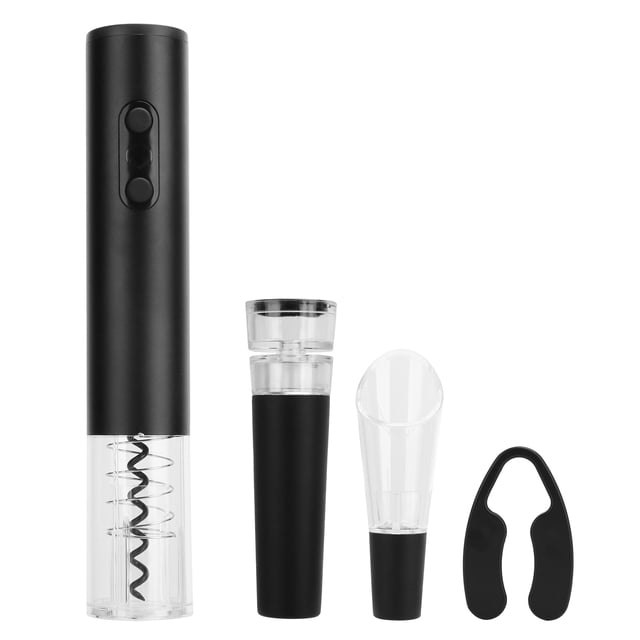 Bienvenido Abrebotellas de vino eléctrico Sacacorchos automático con cortador de papel de aluminio Vertedor Tapón de vacíoNegro