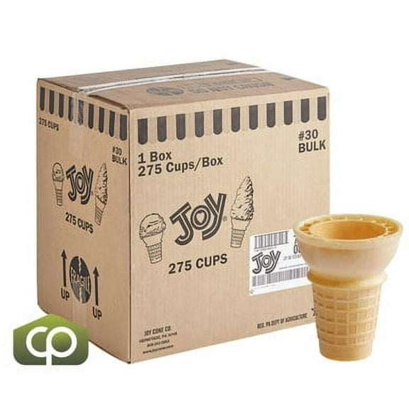 JOY #30 Flat Bottom Cake Ice Cream Cone - 275/Case, Perfect for Double Scoops