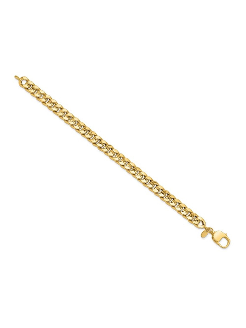 Gem & Harmony Mens 14K Yellow Gold Polished Curb Link Bracelet (8 inches) for Men