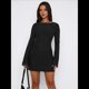 thumbnail image 4 of Vestido Mini de Larga para Mujer, Cuello , , Mangas Acampanadas, Espalda Anudada, Transparente, Sin Espalda, Ajustado, Y2K, Corto Negro S, 4 of 10