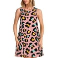 thumbnail image 1 of Fotbe Leopard Vestido de Verano sin Mangas para Mujer – Vestido Midi Línea A, Estilo Camiseta Floral, Vestido Playero Casual y Fluido, 1 of 7