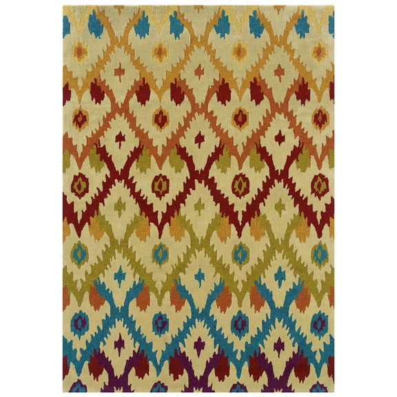 Linon Home Decor Trio Area Rug Collection, Brown and Multicolor, 5' x 7'