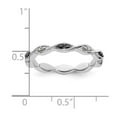 thumbnail image 2 of 925 Sterling Silver Polished Prong set Patterned Stackable Black and White Diamond Ring Size 10 Stackable Ring for Women, 2 of 2