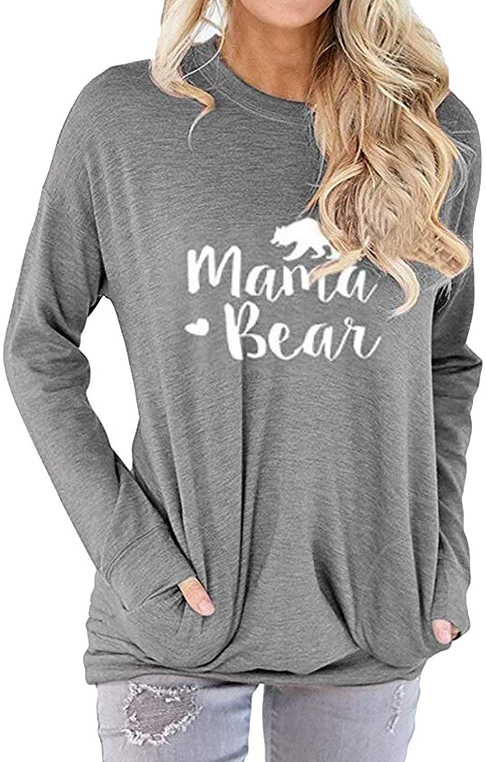 Womens Mama Bear Sweatshirt Long Sleeve 