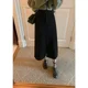 thumbnail image 5 of Falda de pana para otoño/invierno, cintura alta, adelgazante, abertura lateral, estilo suave, longitud media, falda tipo A para mujer, 5 of 5