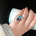 thumbnail image 6 of Uloveido Blue Black CZ Crystal Wedding Band Engagement Stacking Ring Set for Women Y605 (Size 6), 6 of 7