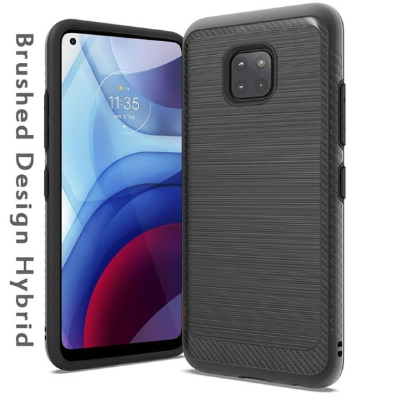 for Motorola Moto G Power 2021 Slim Thin Protective Hybrid TPU 2-Piece with Brushed Metal Texture Carbon Fiber Hard PC Back Cover ,Xpm Phone Case [Black]