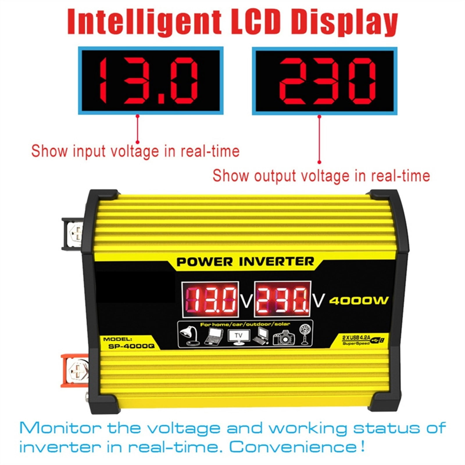 4000W/8000W Pure Sine Wave Inverter 12V/24V 110/220 Portable Power Bank Converter Solar Inverter Solar Car Converter ,Accurate Quantification