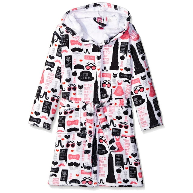 Up Past 8 Girls' Bathrobe Fuzzy Hooded Robe Sleepwear