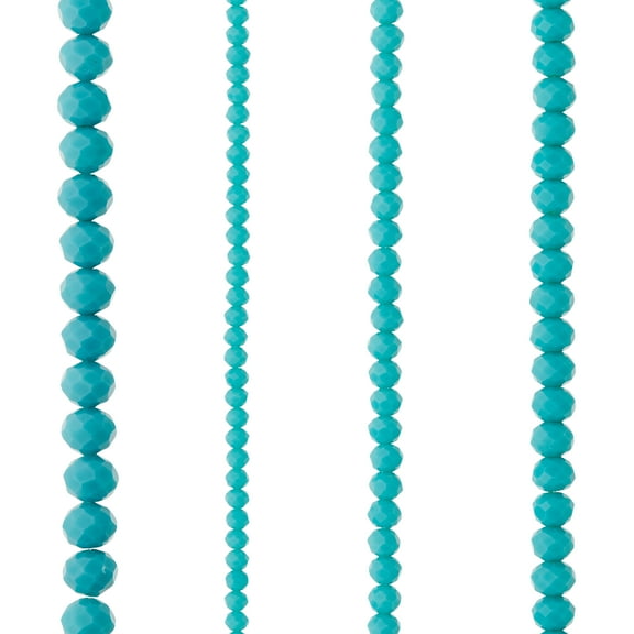 12 Packs: 4 ct. (48 total) Aqua Faceted Glass Rondelle Bead Strands by Bead Landing