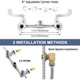 thumbnail image 3 of Wall Mount Faucet 8 Inch Center Commercial Kitchen Faucet, 12 Inches Swivel Spout Wall-Mount Utility Sink Faucets, 2 Handle Wall Mounted Faucets for Kitchen Laundry Room Restaurant, 3 of 10