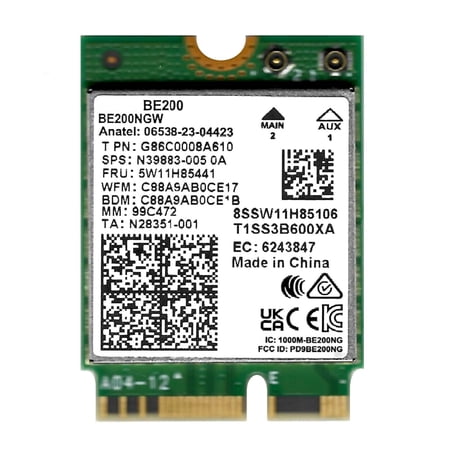 BE200 Desktop Wi-Fi 7 Kit | Wi-Fi 7 Tri Band 2.4/5/6 GHz | 5.8 Gbps | Bluetooth 5.4 Support | M.2 PCIe | No vPro 802.11BE Wireless Card BE200NGW