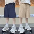 thumbnail image 5 of Wdgfv Boys Cargo Shorts Knee Length Wide Leg Bermuda Shorts Loose Casual Solid Elastic Waist Long Short Pants with Pockets 4-5 Years, 5 of 5