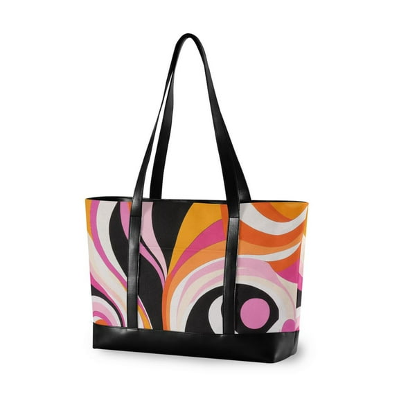 FORMRS Canvas Laptop Tote Bag for Women with 15.6" Computer Compartments Shoulder Handbag, Swirling Circles