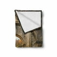 thumbnail image 2 of Antique Soft Flannel Fleece Throw Blanket, Autumn View on the Ruins of Famous Medieval Century in Belgium, Cozy Plush for Indoor and Outdoor Use, 50" x 60", Sand Brown and Green, by Ambesonne, 2 of 6