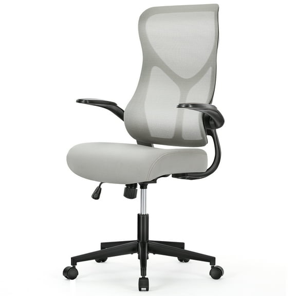 CONCETTA High-Back Ergonomic Office Chair with Lumbar Support & Flip-up Arms – Gray