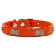 thumbnail image 2 of Mirage Pet Products Crystal & Leather Bone Dog Collar, Orange, S, 2 of 3