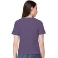 thumbnail image 4 of eloria Women's Lycra Round Neck Slim Fitted Basic Tee Tops Short Sleeve T-Shirt, Color : Violet, 4 of 6