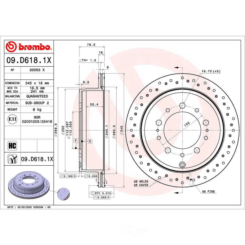 Brembo 09.D618.1X XTRA Disc Brake Rotor