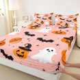 thumbnail image 3 of Manfei Cute Ghost Print Fitted Sheet Queen,Cute Halloween Pumpkin Face Bedding,3 Pieces,1 Fitted Sheet and 2 Pillowcases, 3 of 6