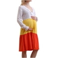 thumbnail image 1 of Tranfacy Robe de Maternité à Manches Longues pour Femme, Robe de Maternité Bohème, Robe de Maternité d'Allaitement de Couleur Unie à Manches Longues à Col Rond, 1 of 4