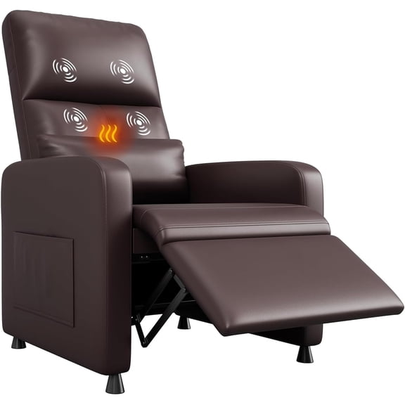 Power Recliner Chair with Massage and Heat with Massage Function with Lumbar Support, Adjustable Push Back, Wide Armrests