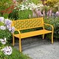 thumbnail image 6 of QISHENSHUI 50" Outdoor Bench Metal with Floral Back, Garden Bench Front Porch Bench for Yard Patio Entryway Park Outside, 800lb Capacity - Yellow, 6 of 9