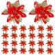 thumbnail image 1 of 24 piezas de flores de Pascua con purpurina navideña, flores artificiales de Navidad de 5,5 pulgadas, 1 of 4